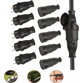 Elektrická zásuvka GUMOVÁ ZÁSTRČKA 16A 230V IP44 VODOTĚSNÁ MINI NA KABEL SCHUKO 5KS