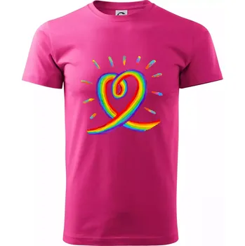 Srdce pride duha kreslená - Klasické pánské triko vyšší gramáže - 4XL ( Purpurová )