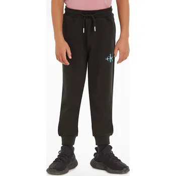 Dětské bavlněné tepláky Calvin Klein Jeans černá barva, s aplikací IU0IU00285.9BYY 99X, vel. 116