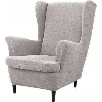 Napínací potah POTAH NA KŘESLO UŠÁK Žakárový Elastický Silný SVĚTLE ŠEDÝ