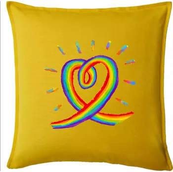 Polštář Srdce pride duha kreslená - Polštář 50x50 - 50x50 - Pouze potah ( Žlutá )