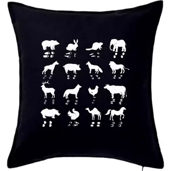 Polštář Zvířecí stopy s obrázkem zvířete - stopy zvířat - Polštář 50x50 - 50x50 - Včetně výplně ( Černá )