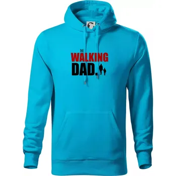 Pánská mikina The walking dad jedno dítě - Mikina pánská Cape s kapucí - 4XL ( Světlý tyrkys )