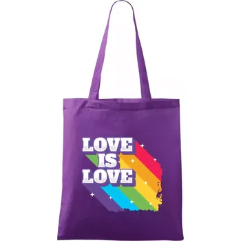Love is love duha - Taška bavlněná - 42 x 38 cm ( Fialová )