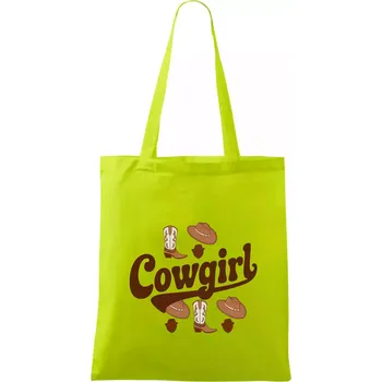 Cowgirl nápis a oblečení - Taška bavlněná - 42 x 38 cm ( Limetková )