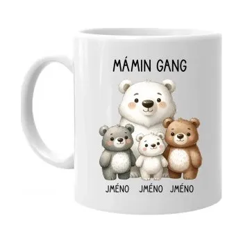 Žertovný předmět Mámin Gang - tři děti - hrnek s potiskem - personalizovaný produkt- Tričkový.cz