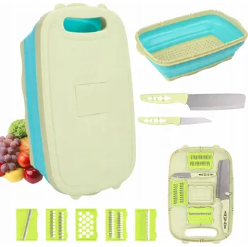 Kuchyňské prkénko KUCHYŇSKÉ PRKÉNKO MULTIFUNKČNÍ KRÁJEČ ROZDRABŇOVAČ NA ZELENINY + 2 NOŽE