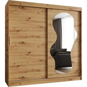 Šatní skříň Šatní skřín s posuvnými dveřmi a zrcadlem ULTRA 200cm artisan