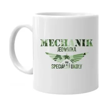 Žertovný předmět Mechanik - jednotka pro speciální úkoly - hrnek s potiskem- Tričkový.cz