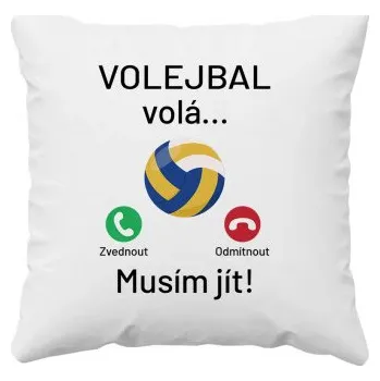 Žertovný předmět Volejbal volá, musím jít - polštář s potiskem- Tričkový.cz