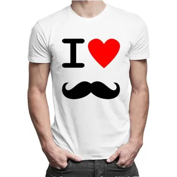 Žertovný předmět I love Mustache - pánské tričko s potiskem- Tričkový.cz