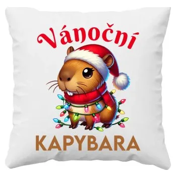 Žertovný předmět Tričkový.cz - Vánoční kapybara - polštář s potiskem