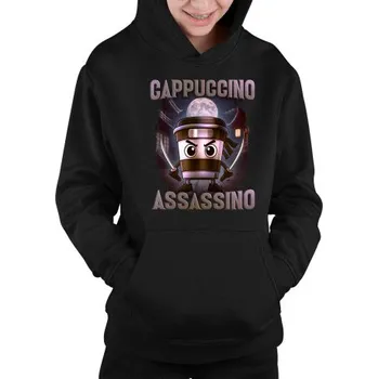 Žertovný předmět Cappuccino Assassino V2 - Italian Brainrot - dětská mikina s kapucí- Tričkový.cz