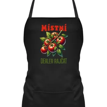 Žertovný předmět Místní dealer rajčat - zástěra s potiskem- Tričkový.cz