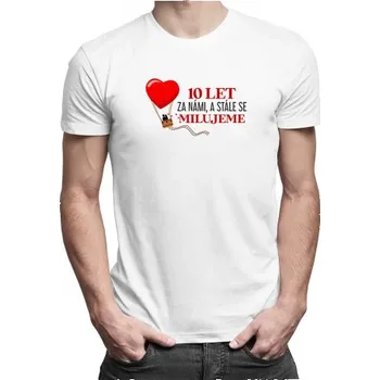 Žertovný předmět 10 let za námi, a stále se milujeme - pánské tričko s potiskem- Tričkový.cz
