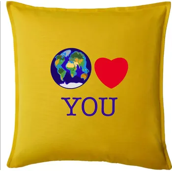 Polštář Svět Tě miluje world loves you (Moňas) - Polštář 50x50 - 50x50 - Pouze potah ( Žlutá )