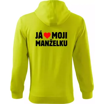 Pánská móda Já miluju svojí manželku - Mikina s kapucí na zip trendy zipper - 2XL ( Limetková )
