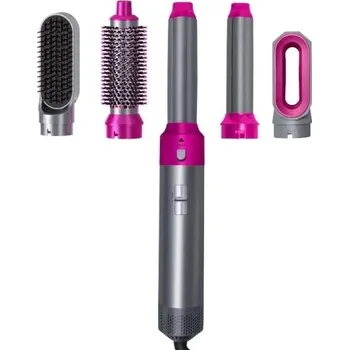 Žehlička na vlasy 5v1 fén na vlasy s výměnnými nástavci Sada horkých hřebenů Kulma Žehlička Stylingový nástroj pro domácí i profesionální použití růžová
