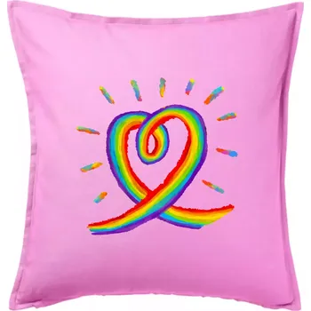 Polštář Srdce pride duha kreslená - Polštář 50x50 - 50x50 - Pouze potah ( Růžová )