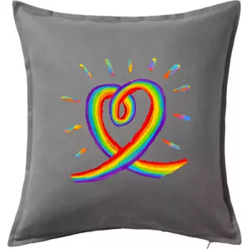 Polštář Srdce pride duha kreslená - Polštář 50x50 - 50x50 - Včetně výplně ( Tmavě šedý melír )