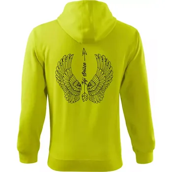 Pánská móda Párova mikina - Jeho anděl , Její strážce - Mikina s kapucí na zip trendy zipper - 2XL ( Limetková )
