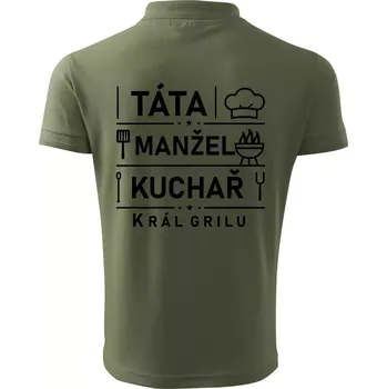 Pánská košile Táta manžel kuchař král grilu - Polokošile pánská Pique Polo 203 - 5XL ( Khaki )