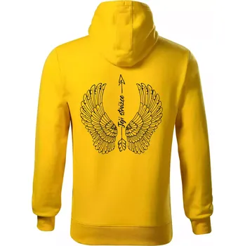 Pánská mikina Párova mikina - Jeho anděl , Její strážce - Mikina pánská Cape s kapucí - 2XL ( Žlutá )