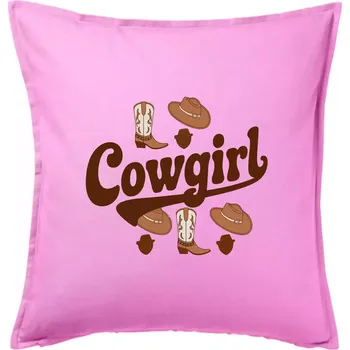 Polštář Cowgirl nápis a oblečení - Polštář 50x50 - 50x50 - Pouze potah ( Růžová )