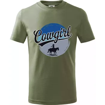 Cowgirl modrý pruh - Tričko dětské bavlněné - 122 cm/6 let ( Khaki )