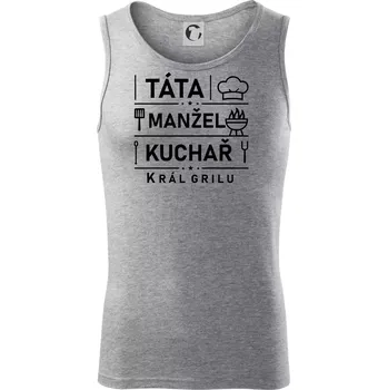Táta manžel kuchař král grilu - Tílko pánské Core - L ( Tmavě šedý melír )