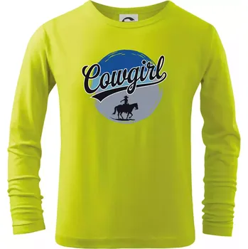 Cowgirl modrý pruh - Triko dětské Long Sleeve - 146 cm/10 let ( Limetková )