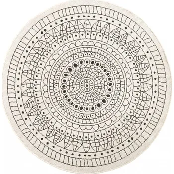 Koberec Kusový koberec Twin-Wendeteppiche 103101 creme schwarz kruh – na ven i na doma 100x100 (průměr) kruh cm