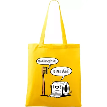 Nákupní taška Nesnáším svoji práci - Taška bavlněná - 42 x 38 cm ( Žlutá )