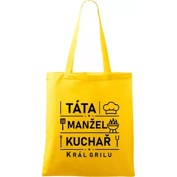 Táta manžel kuchař král grilu - Taška bavlněná - 42 x 38 cm ( Žlutá )