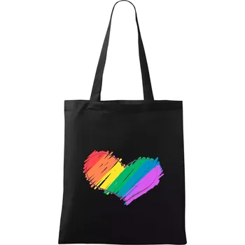 Nákupní taška Srdce čmárané - Taška bavlněná - 42 x 38 cm ( Černá )