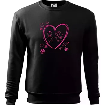 Chlapecké tričko Svatba - kreslené srdce - Mikina Essential dětská - 146 cm/10 let ( Černá )