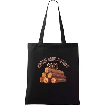 Nákupní taška Mám kulatiny 20 - Taška bavlněná - 42 x 38 cm ( Černá )
