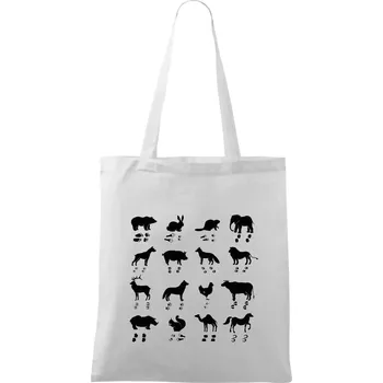 Zvířecí stopy s obrázkem zvířete - stopy zvířat - Taška bavlněná - 42 x 38 cm ( Bílá )