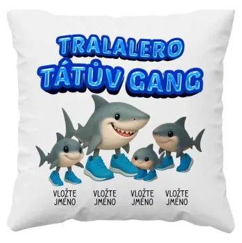 Žertovný předmět Tralalero tátův gang - tři děti - Italian Brainrot - polštář s potiskem - personalizovaný produkt- Tričkový.cz