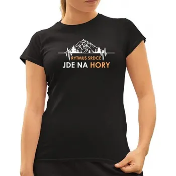 Žertovný předmět Rytmus srdce jde na hory - dámské tričko s potiskem- Tričkový.cz
