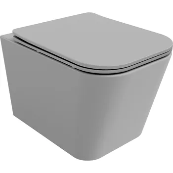 Klozet Mexen Teo WC mísa Rimless s pomalu sklápěcím sedátkem slim, duroplast, světle šedá matná - 30854061 WC mísy