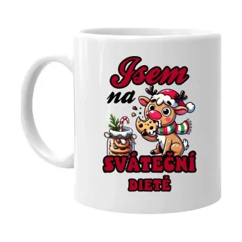 Žertovný předmět Jsem na sváteční dietě - hrnek s potiskem- Tričkový.cz