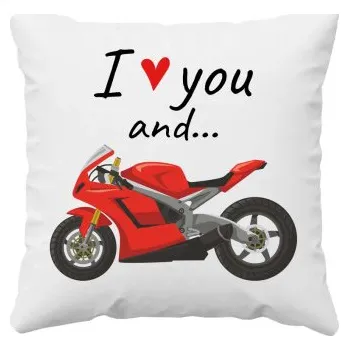 Žertovný předmět I love you and... - motocykl - polštář s potiskem- Tričkový.cz