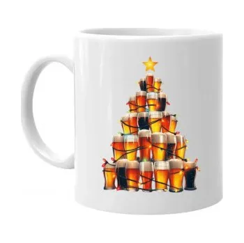 Žertovný předmět Vánoční pivní stromeček - hrnek s potiskem- Tričkový.cz