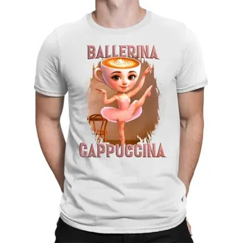 Žertovný předmět Ballerina Cappuccina V2 - Italian Brainrot - pánské tričko s potiskem- Tričkový.cz