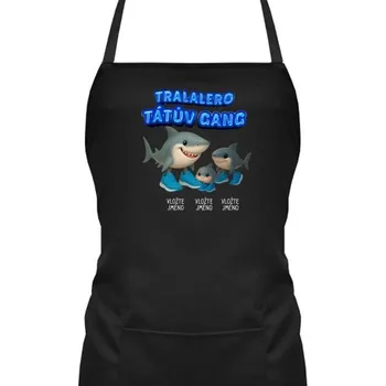 Žertovný předmět Tralalero Tátův Gang - dvě děti - Italian brainrot - zástěra s potiskem - personalizovaný produkt- Tričkový.cz