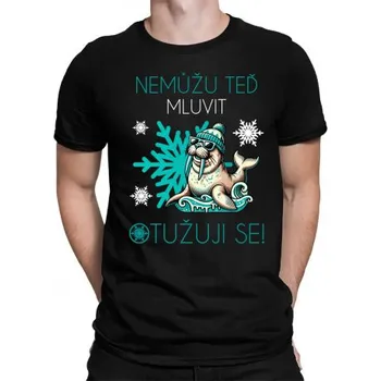 Žertovný předmět Nemůžu teď mluvit – otužuji se! - pánské tričko s potiskem- Tričkový.cz