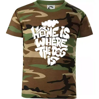 Chlapecké tričko Home is where the dog - Dětské maskáčové triko - 122 cm/6 let ( Hnědý maskáč )
