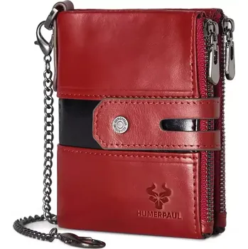 Humerpaul kožená peněženka s řetízkem Balys Červená