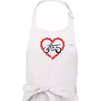 Kuchyňská zástěra Moto srdce řetěz - enduro - Pánská zástěra na vaření - Univerzální velikost ( Bílá )